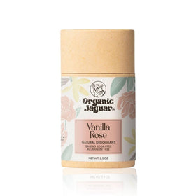 Organic Jaguar deodorant rose vanilla stick showing soothing formula for sensitive skin