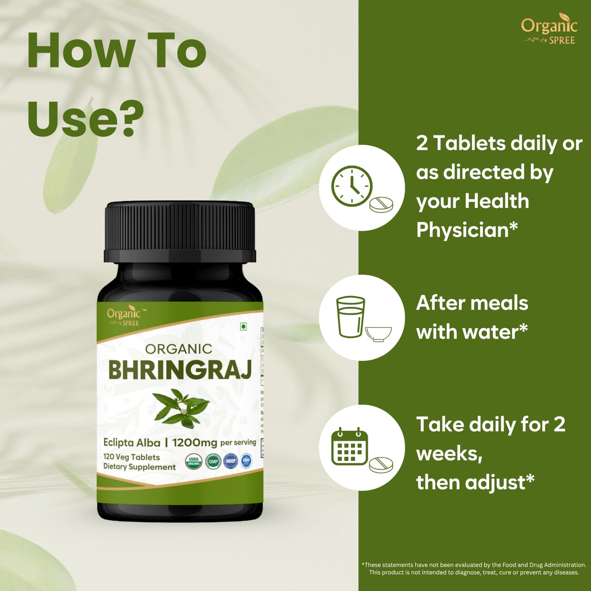 Organic Spree Bhringraj ingredients featuring premium organic Eclipta Alba.