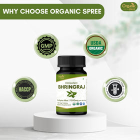Organic Spree Bhringraj packaging box showing product identity and sustainability.