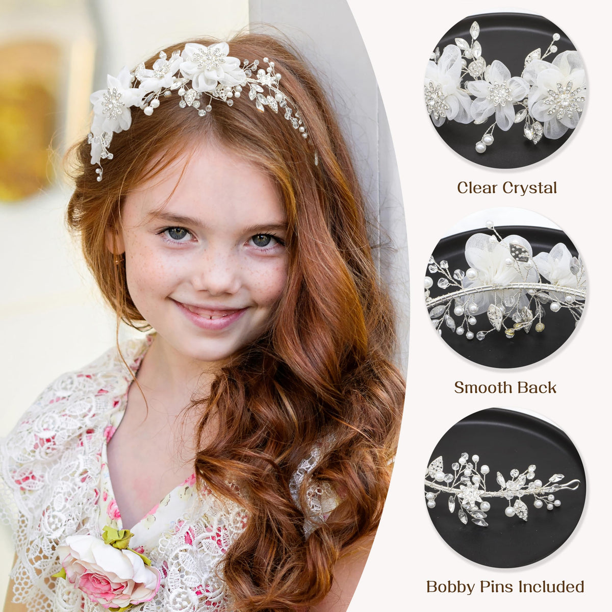 Oriamour bridal headpiece for children adds a graceful touch to updos