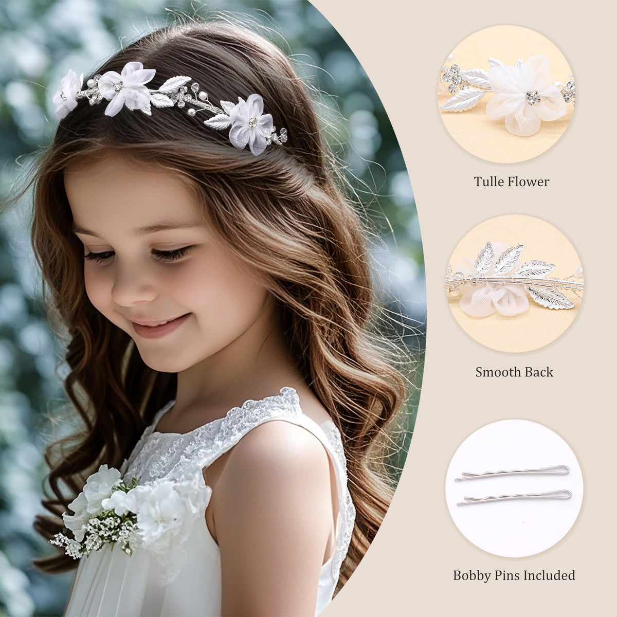 Oriamour delicate tulle and floral elements for formal occasions.