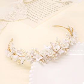 Oriamour Gold Bridal Headband rhinestone accents add subtle sparkle to your look