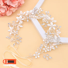 Oriamour headband with ribbons in silver for versatile styling and secure wear.
