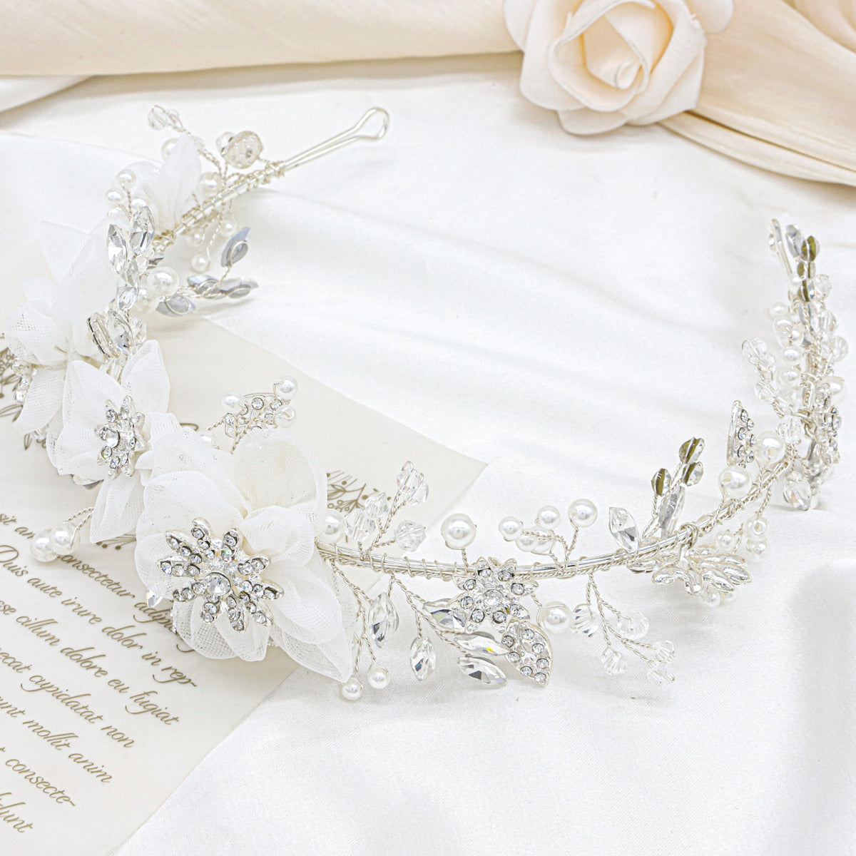 Oriamour petite bridesmaid accessory with crystals and pearls enhances party looks