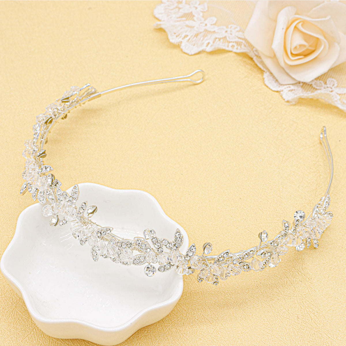 Oriamour flower girl accessory with crystals for a graceful look