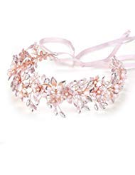Oriamour wedding headband with rose-gold pearls for an elegant bridal look