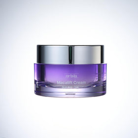 ORISIA MacaLift Cream jar close-up showing cushion-like texture for daily hydration
