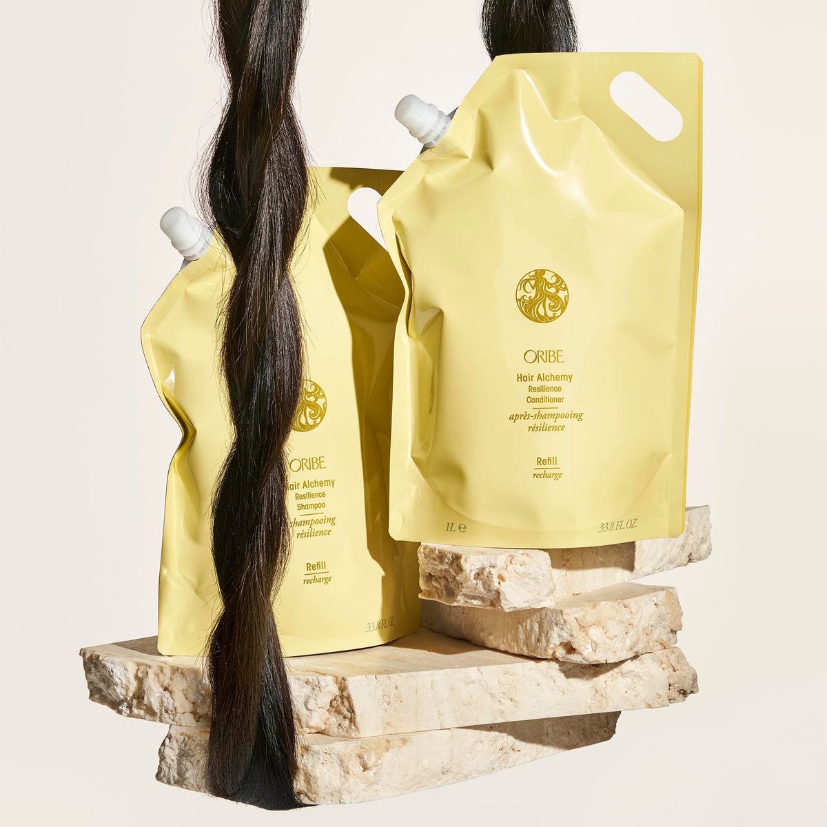 Shampoo on a tidy bathroom vanity ready for routine