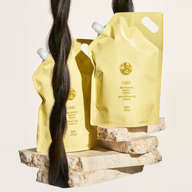 Shampoo on a tidy bathroom vanity ready for routine