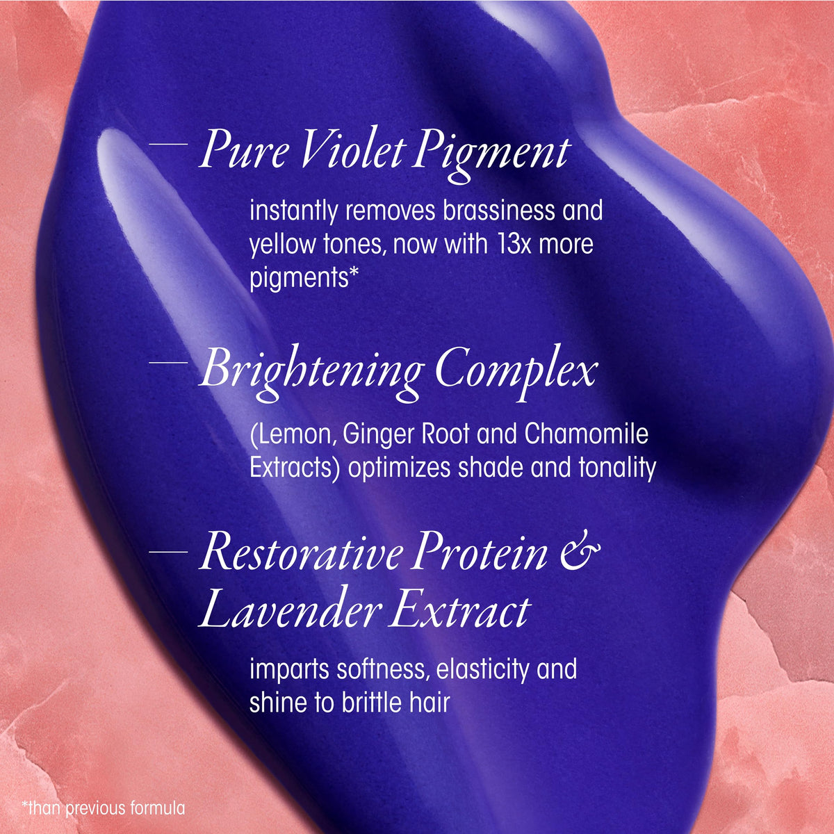 Oribe violet pigment swatch demonstrating brassiness reduction on blonde hair