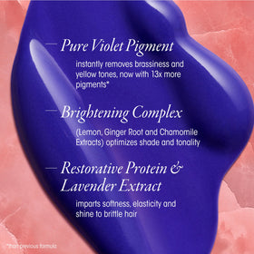 Oribe violet pigment swatch demonstrating brassiness reduction on blonde hair