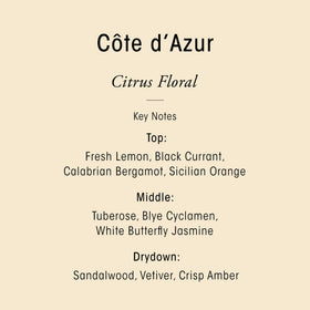 Oribe Côte d’Azur signature scent bottle highlights the luxurious aroma.