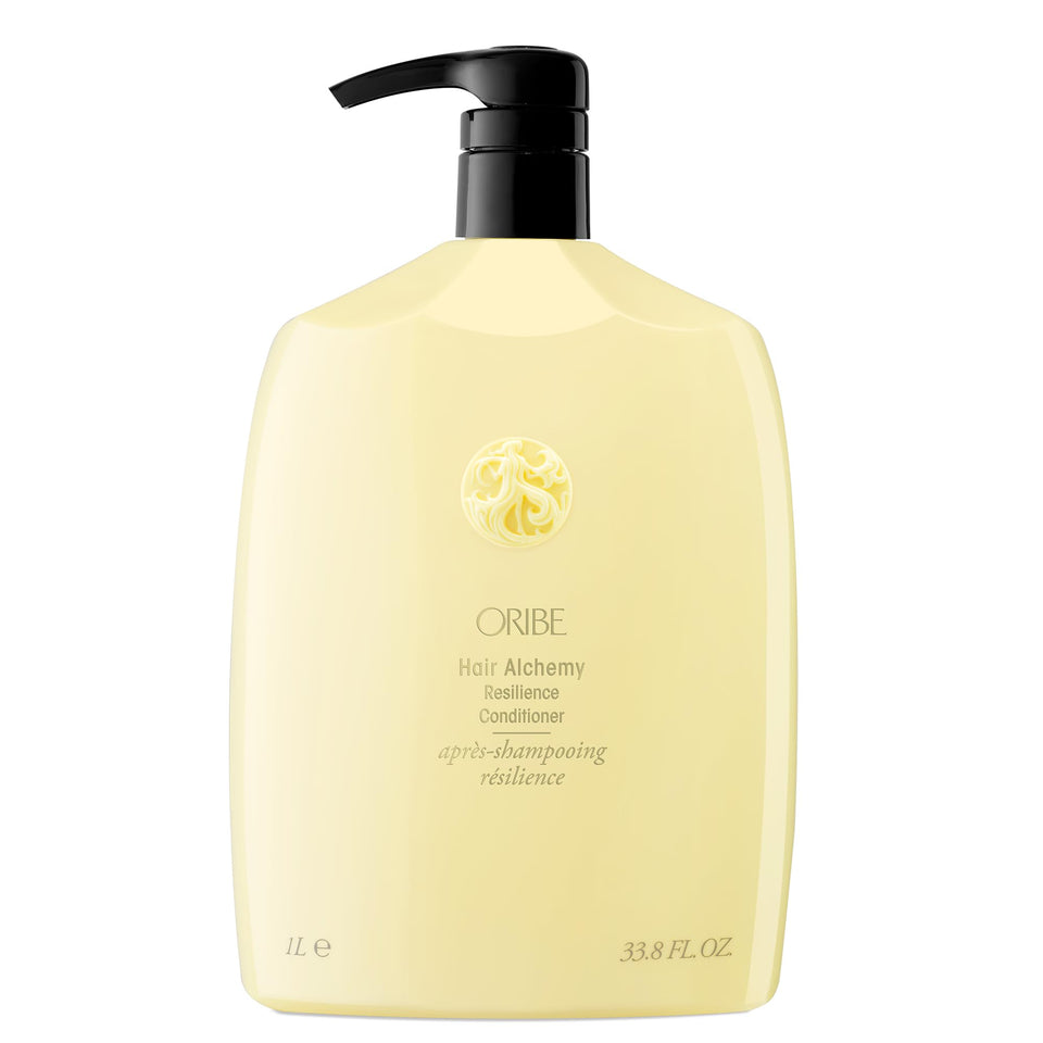 Oribe Hair Alchemy Resilience Conditioner jar close-up highlighting strength and moisture