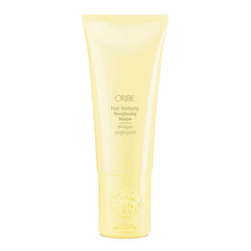Oribe Hair Alchemy Strengthening Masque jar highlighting luxe conditioning for soft, resilient hair.