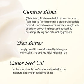 Oribe Hair Alchemy Strengthening Masque shows shea butter in action delivering rich hydration.