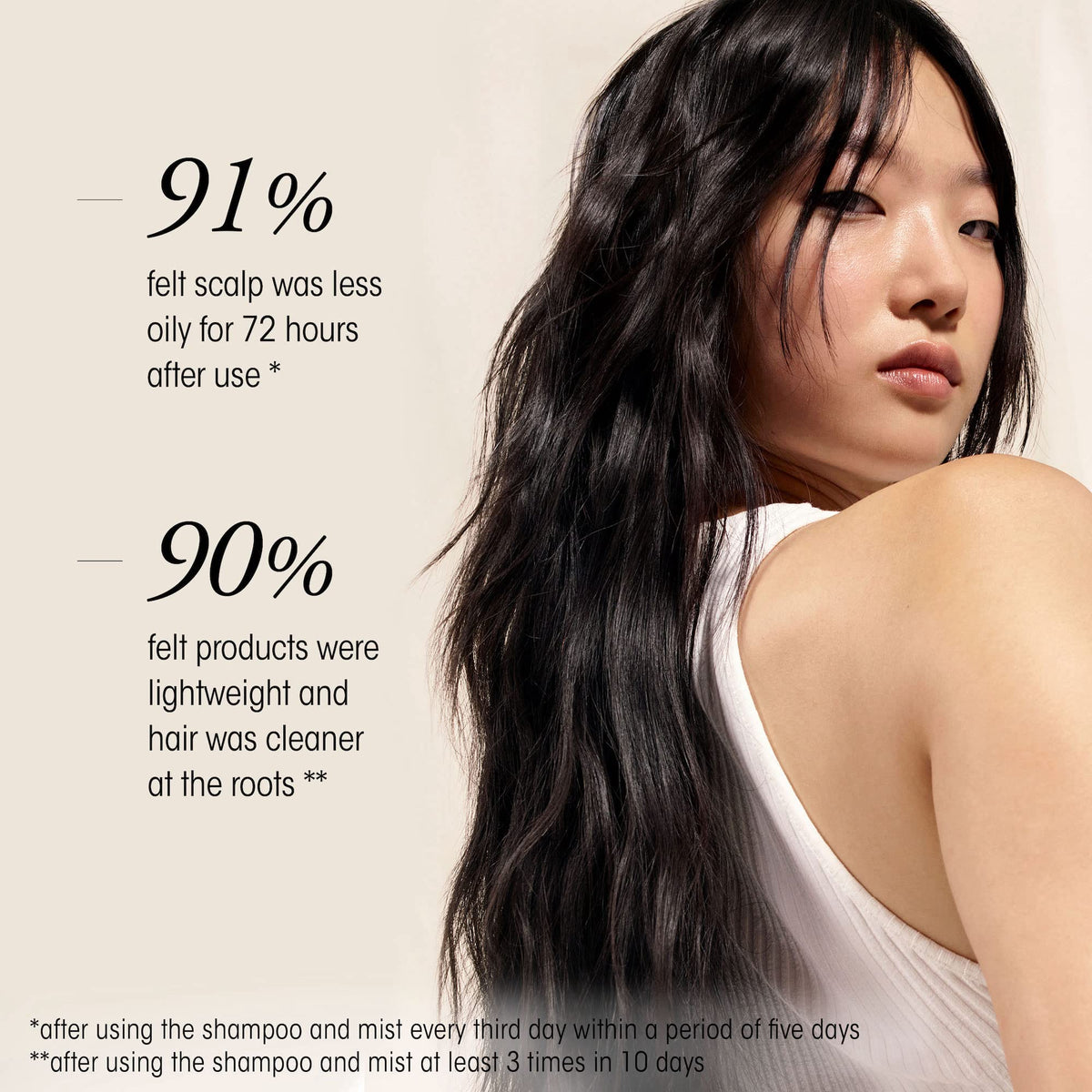 Oribe Serene Scalp Mist close-up shows a light, sheer formula
