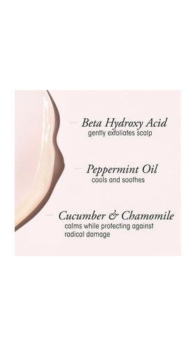 Oribe Serene Scalp moisture balance image suggests nourished hair and calmer scalp.