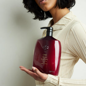 Oribe Gentle Cleanser routine image demonstrating color-safe wash