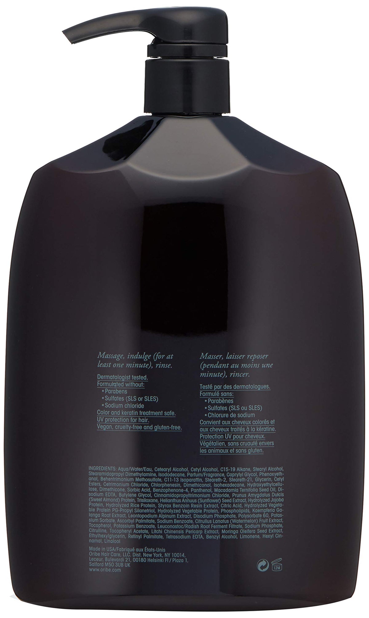 ORIBE Signature Conditioner with pump dispense enables easy, even distribution.
