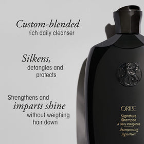 Oribe Signature Shampoo lather forms creamy foam for gentle cleansing.