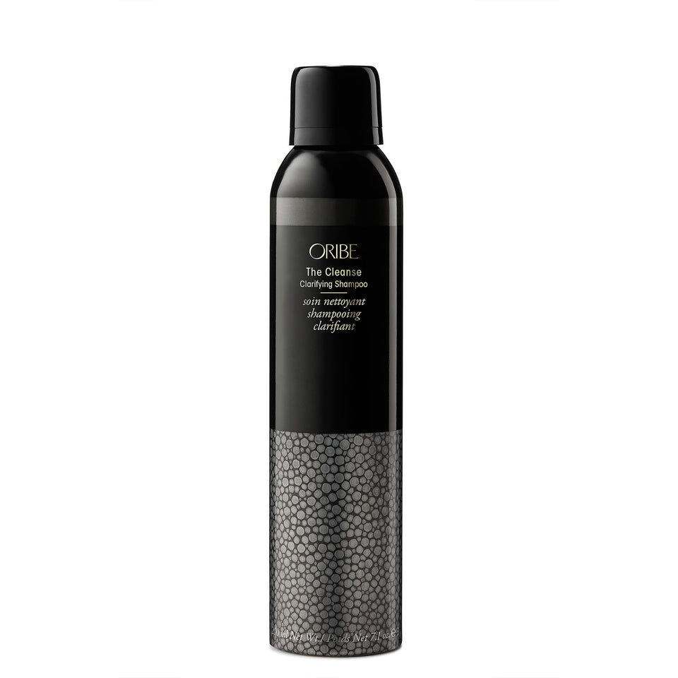 ORIBE The Cleanse Clarifying Shampoo bottle showing mineral buildup removal