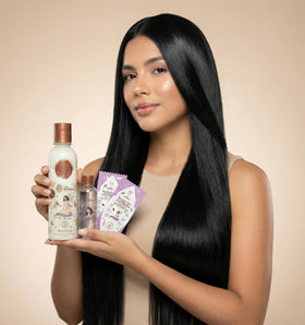 Origen Botanico Keratin Ritual steps for at-home smoothing.