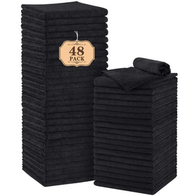 Orighty salon towels 48-pack 16x29 with ultra-soft microfiber for efficient hair drying.