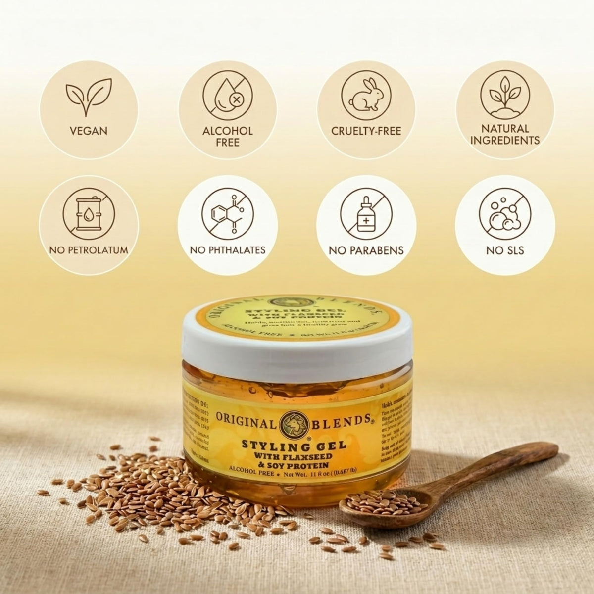Application of Original Blends flaxseed gel through hair for defined curls.