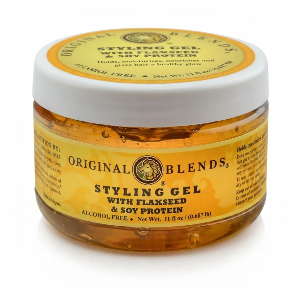 Original Blends flaxseed gel bottle 11oz for family-friendly styling, alcohol-free.
