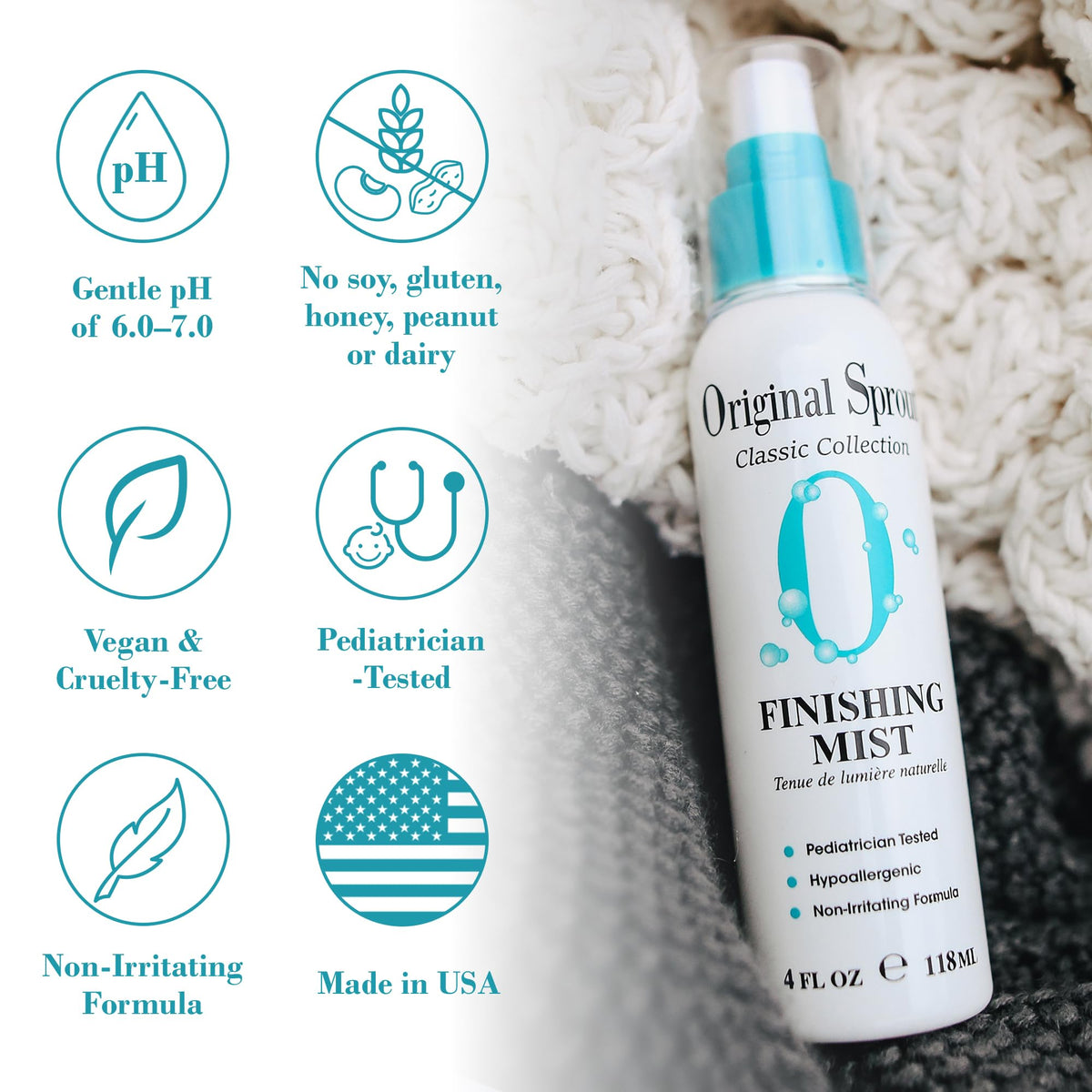 Original Sprout Finishing Mist botanical blend close-up highlights rosemary and calendula.