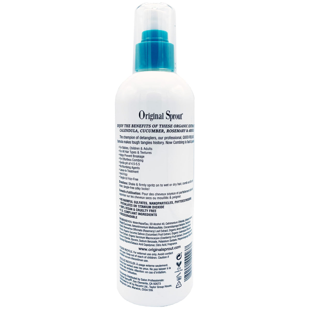 Original Sprout Miracle Detangler Spray USA-made packaging emphasizes quality and safety