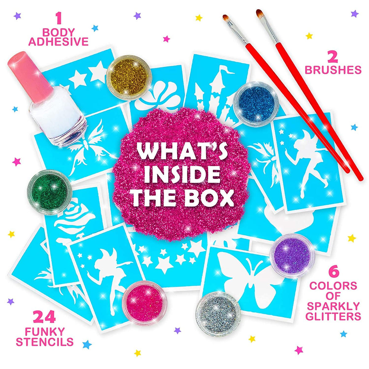 Original Stationery close-up showing sparkle of glitter tattoos