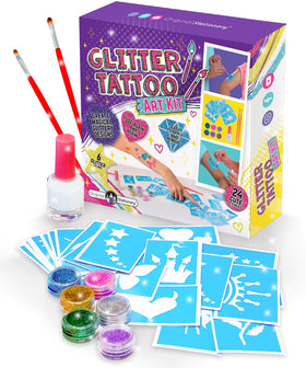 Original Stationery glitter tattoo kit with 33-piece set ready for kids' creativity