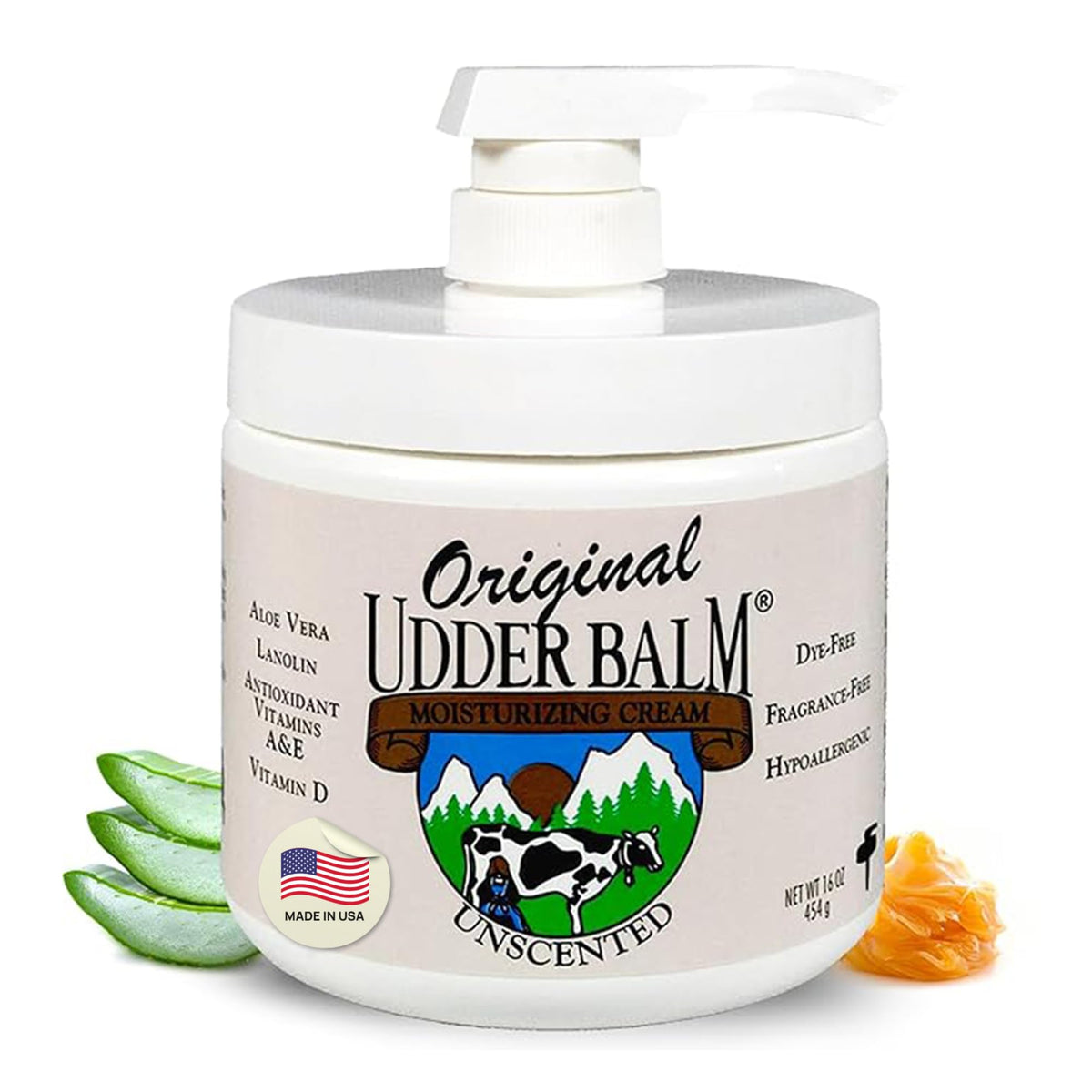 Original Udder Balm unscented pump jar front view for everyday moisture