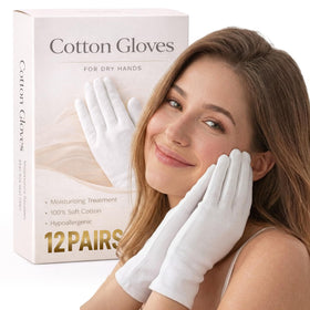 Originbuty cotton gloves for night care, soft and breathable for overnight moisture.