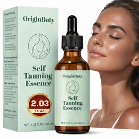Originbuty Face Tanning Drops bottle shows natural sun-kissed tone without orange