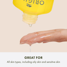 Origins Checks and Balances Milky Oil Cleanser texture milky transition smooths skin and dissolves impurities.