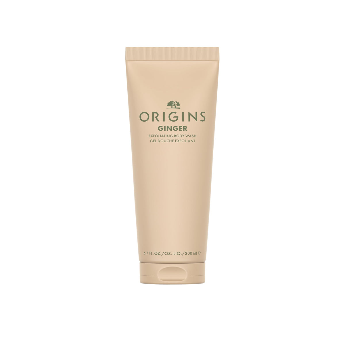 Origins Ginger Exfoliating Body Wash bottle with foamy lather for gentle cleansing