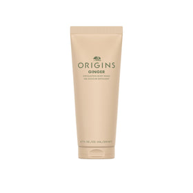 Origins Ginger Exfoliating Body Wash bottle with foamy lather for gentle cleansing