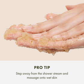 Origins Ginger Smoothing texture close-up shows exfoliation for even skin.