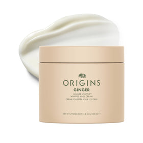 Origins Ginger Souffle Cream jar showing rich, whipped texture for deep hydration.