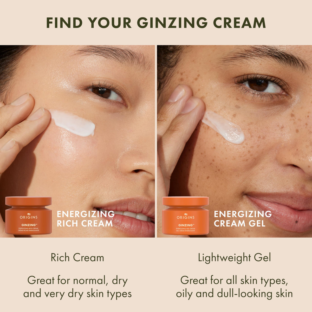 Origins GinZing Energizing Gel Cream being applied during a morning skincare routine