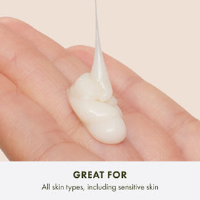 Origins Mega-Mushroom Gentle Face Cleanser milky lotion ready to rinse away impurities.