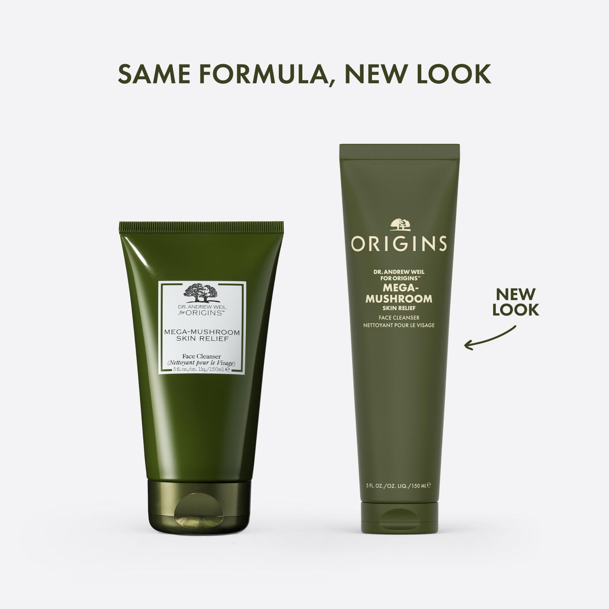 Origins Mega-Mushroom cleanser pump closeup, milky texture ideal for makeup removal.