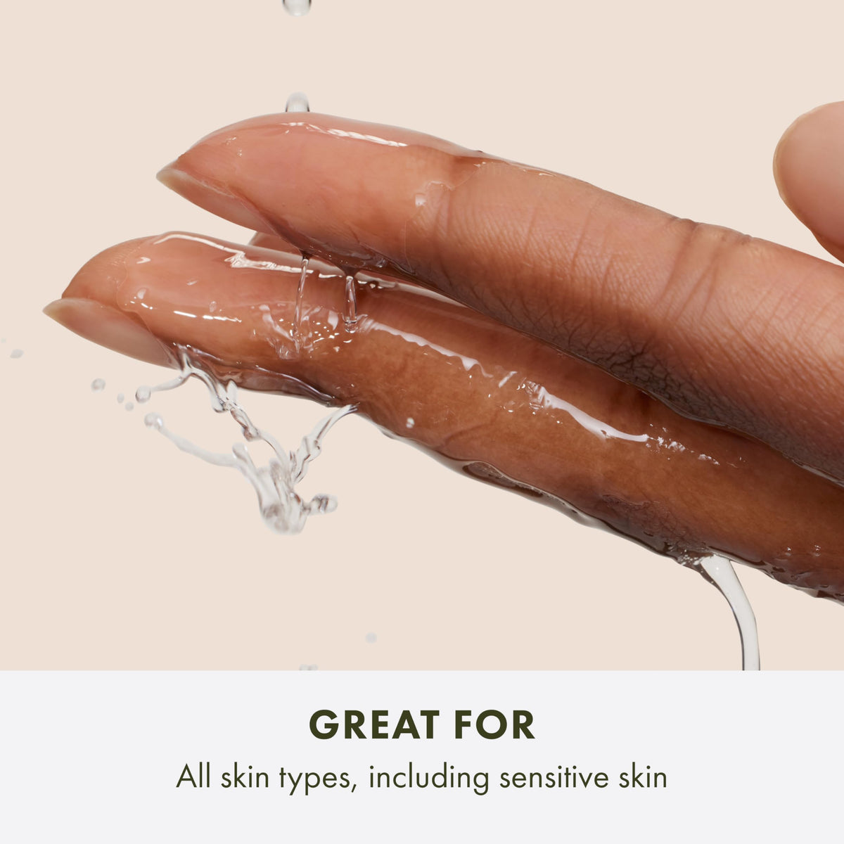 Origins Mega-Mushroom Micellar Cleanser texture swatch highlights natural-derived formula