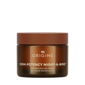 Origins Night-A-Mins resurfacing gel jar close-up showing creamy texture for overnight renewal