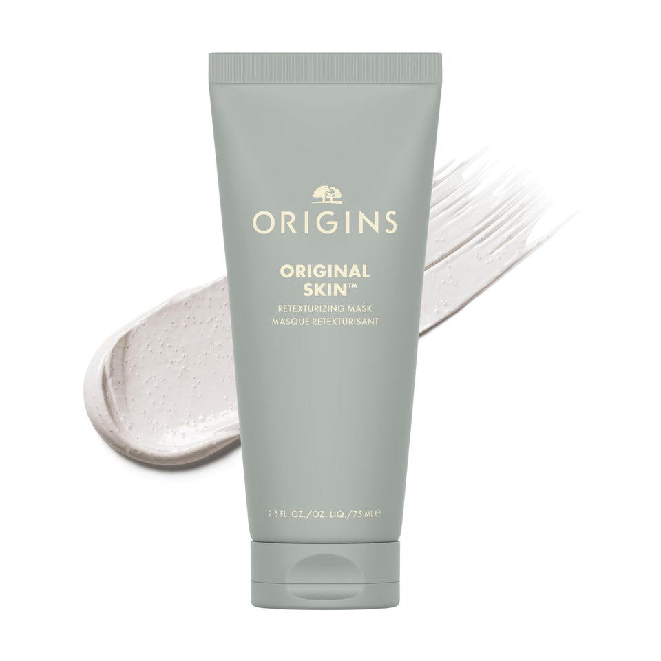 Origins Original Skin mask jar closeup showing purifying clay for refined pores.