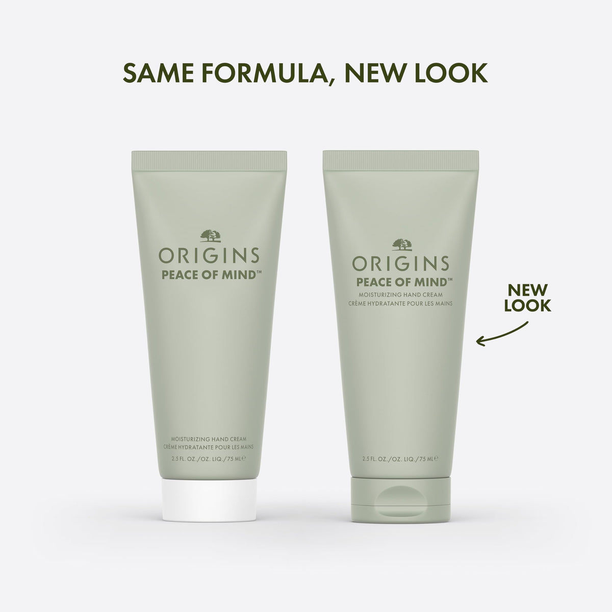 Origins Peace of Mind cream texture on skin reveals silky, non-greasy hydration.
