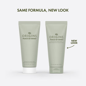 Origins Peace of Mind cream texture on skin reveals silky, non-greasy hydration.