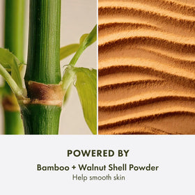 Origins Peace of Mind Scrub being massaged on damp skin in the shower.